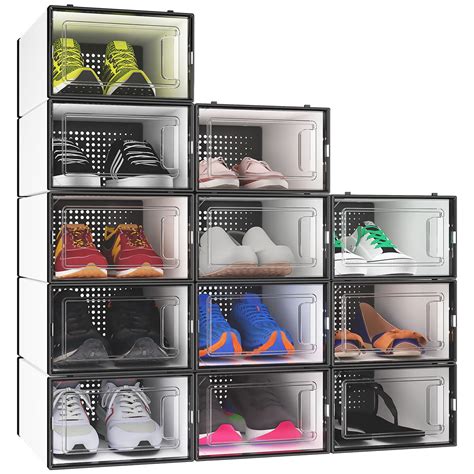 stackable shoe box organizer|closet storage organizer shoe box.